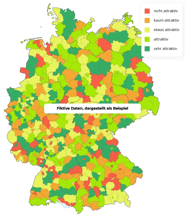 Karte: Deutschland ist durchgerechnet (Beispiel)